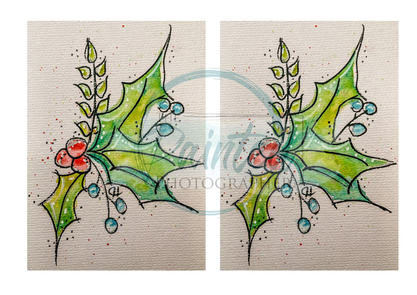 Holly Frost Watercolor 5x7 - Connie's Rice Paper