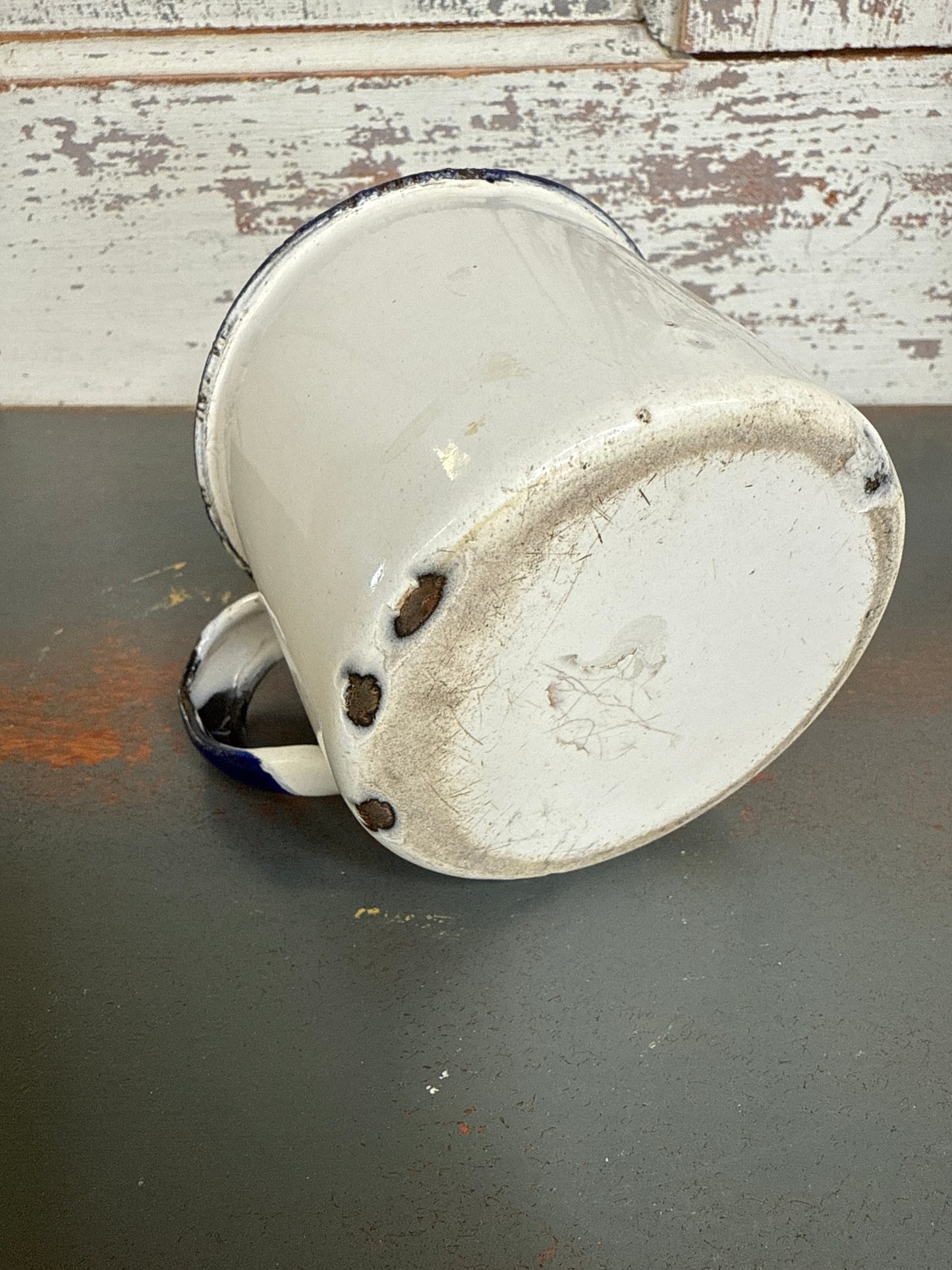 White and Blue Metal Enamel Camp Coffee Mug(A1)
