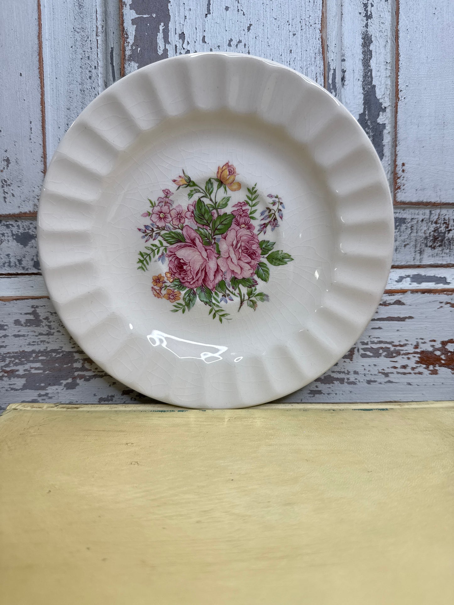 Vintage Teacup Saucer - Edwin Knowles with Pink Floral Design - (B2)
