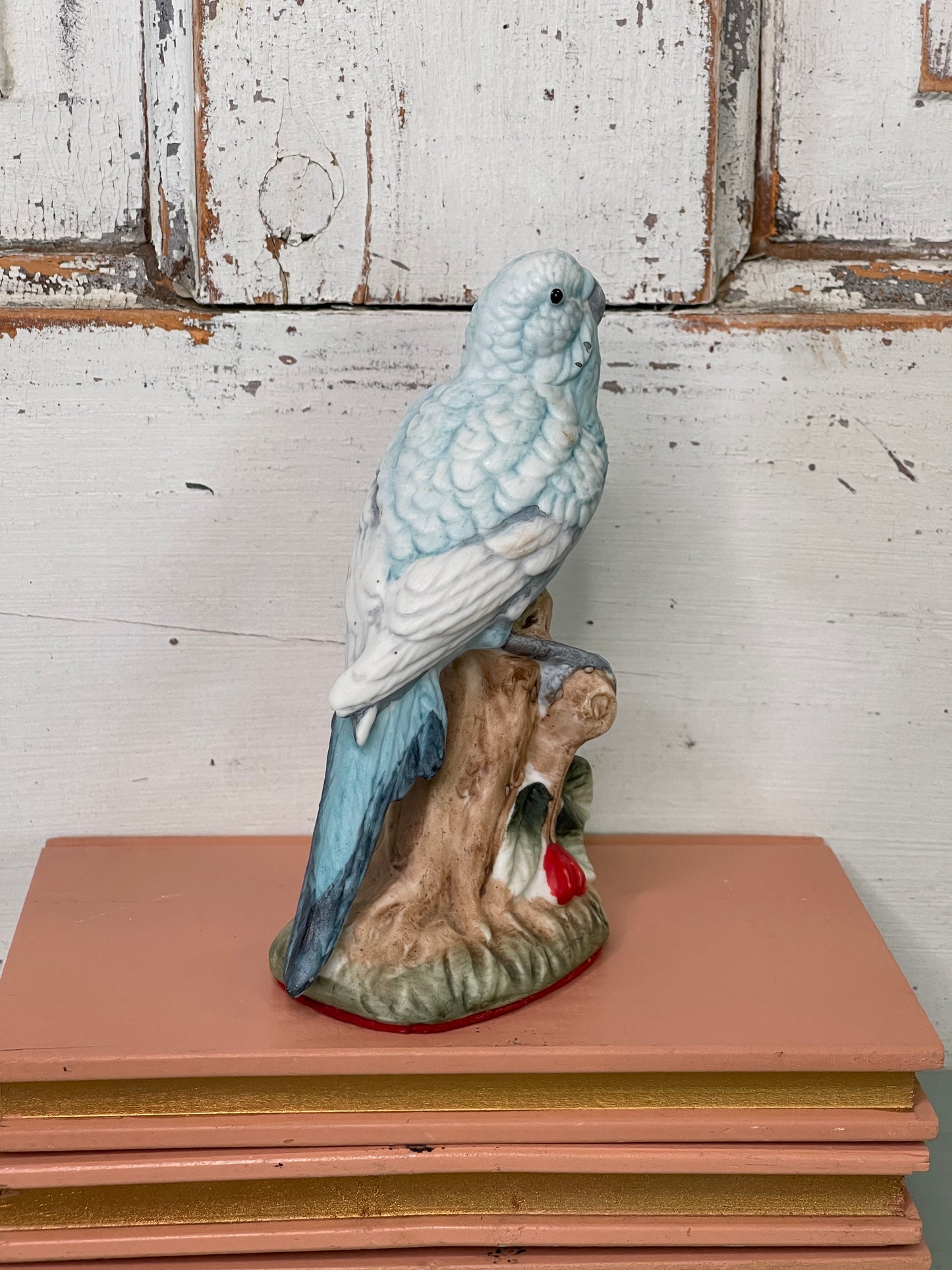 Blue Parrot Bird Figurine