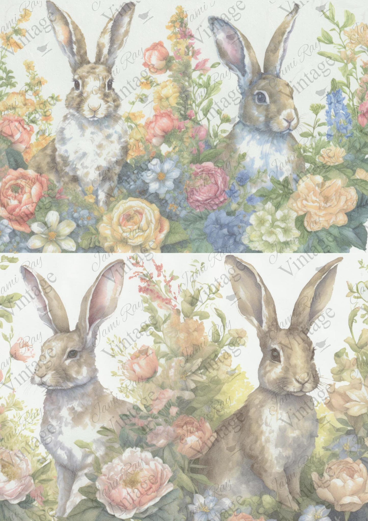 JRV A4 Rice Paper - Four Bunnies