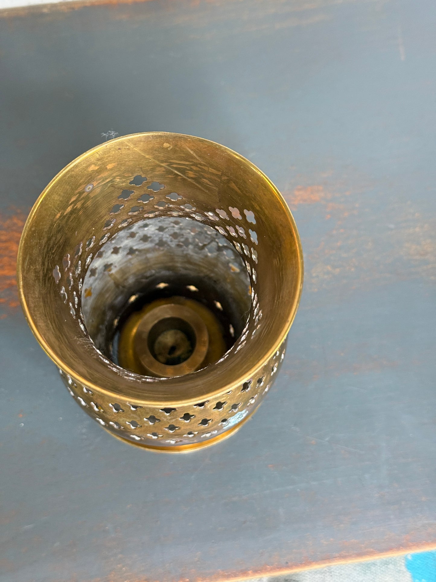 Vintage Brass Hurricane Copper Candle Holder (A1)