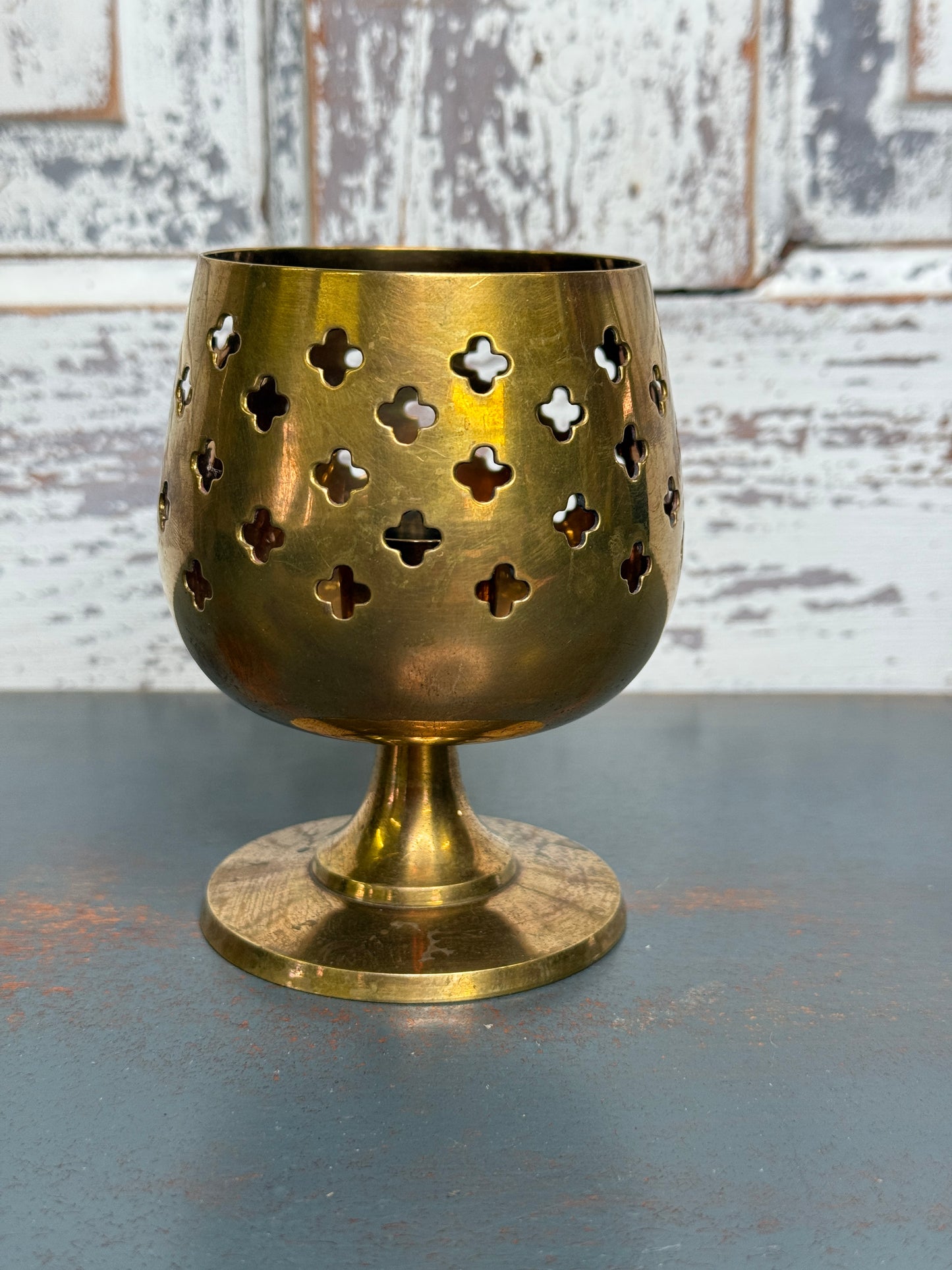 Vintage Brass Copper Goblet Candle Holder (A1)