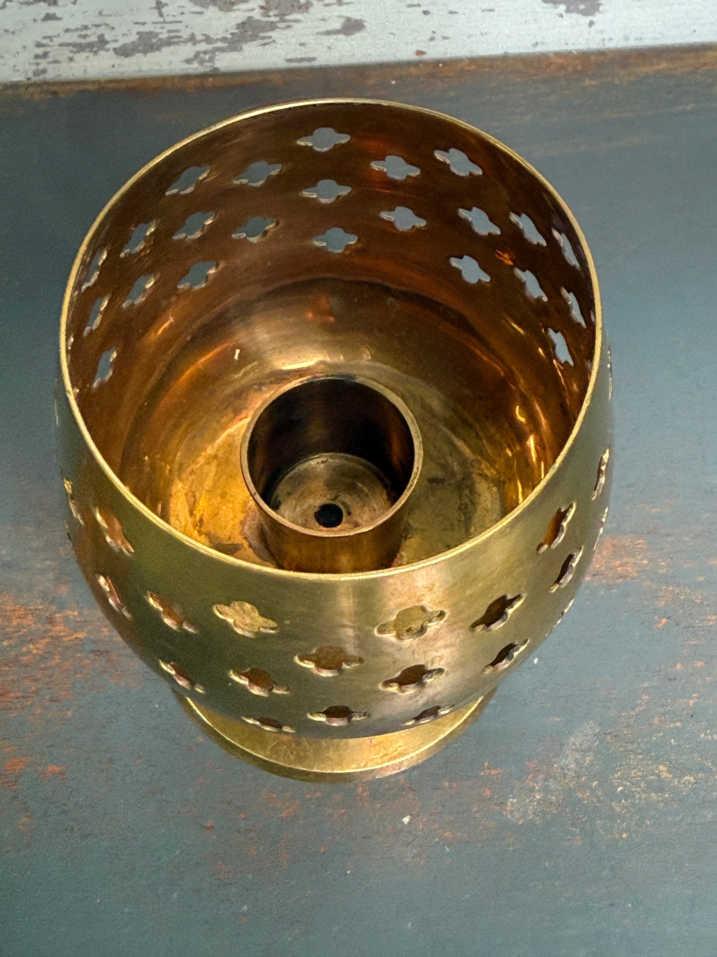 Vintage Brass Copper Goblet Candle Holder (A1)