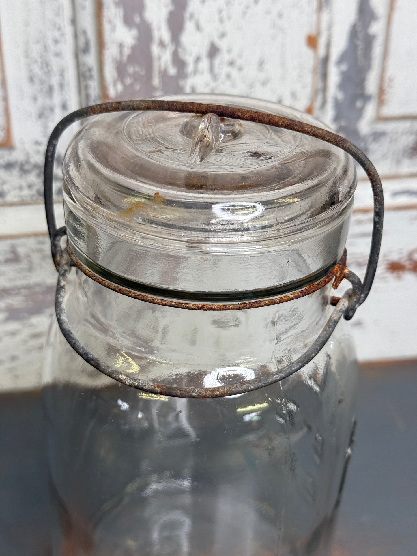 Vintage Atlas E-Z Seal Canning Jar with Glass Lid and Wire Closure (A1)