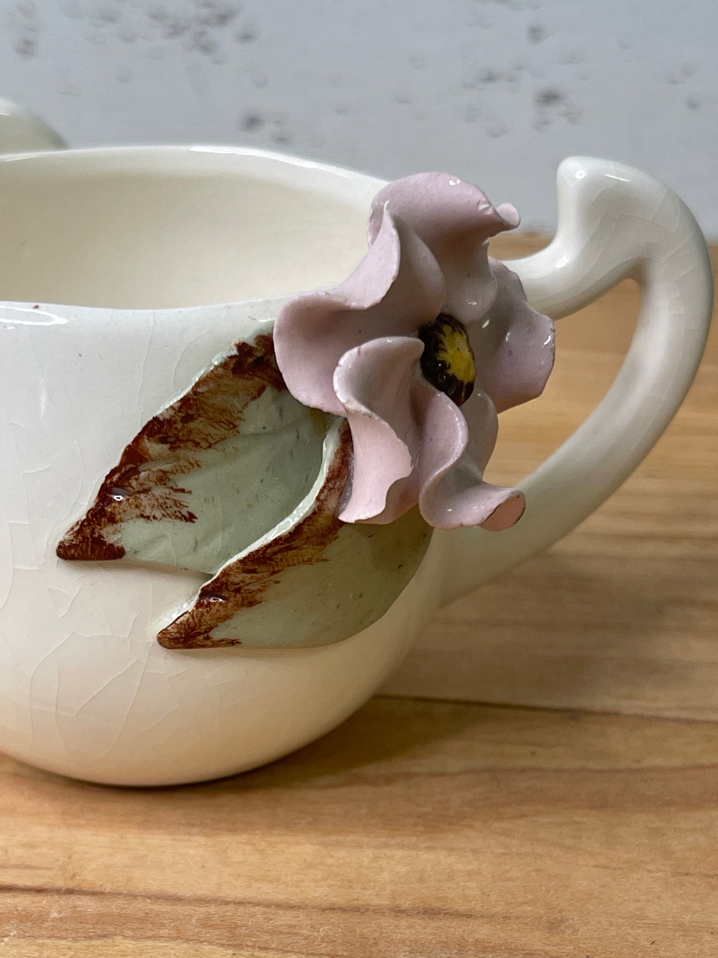 Sugar and Creamer with Magnolia Flowers