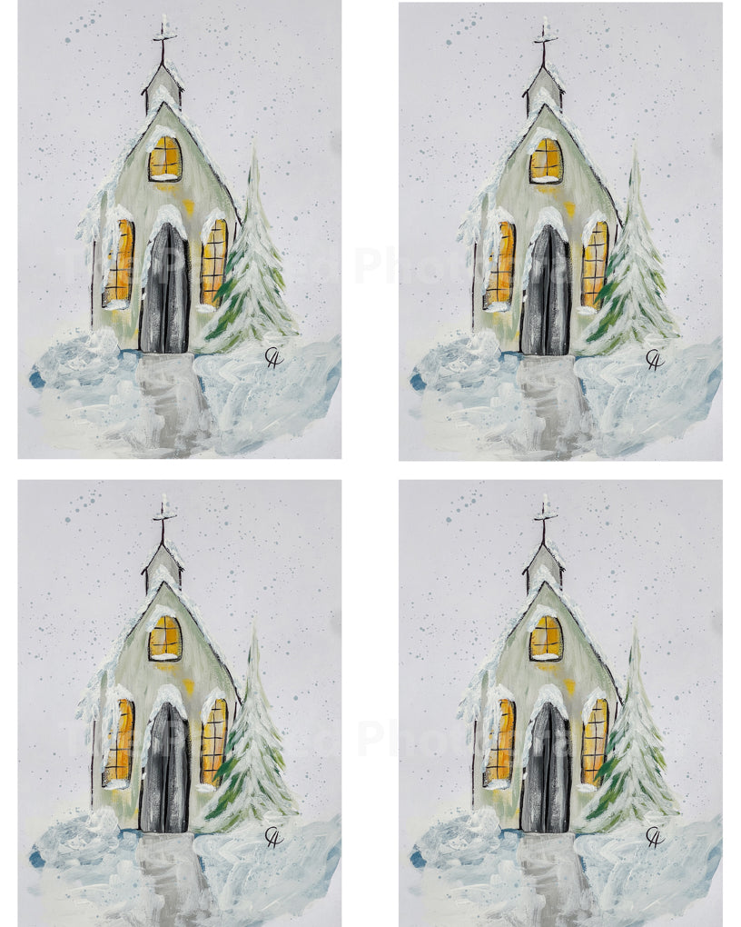 Lil' White Church 3.5x5 - Connie's Rice Paper