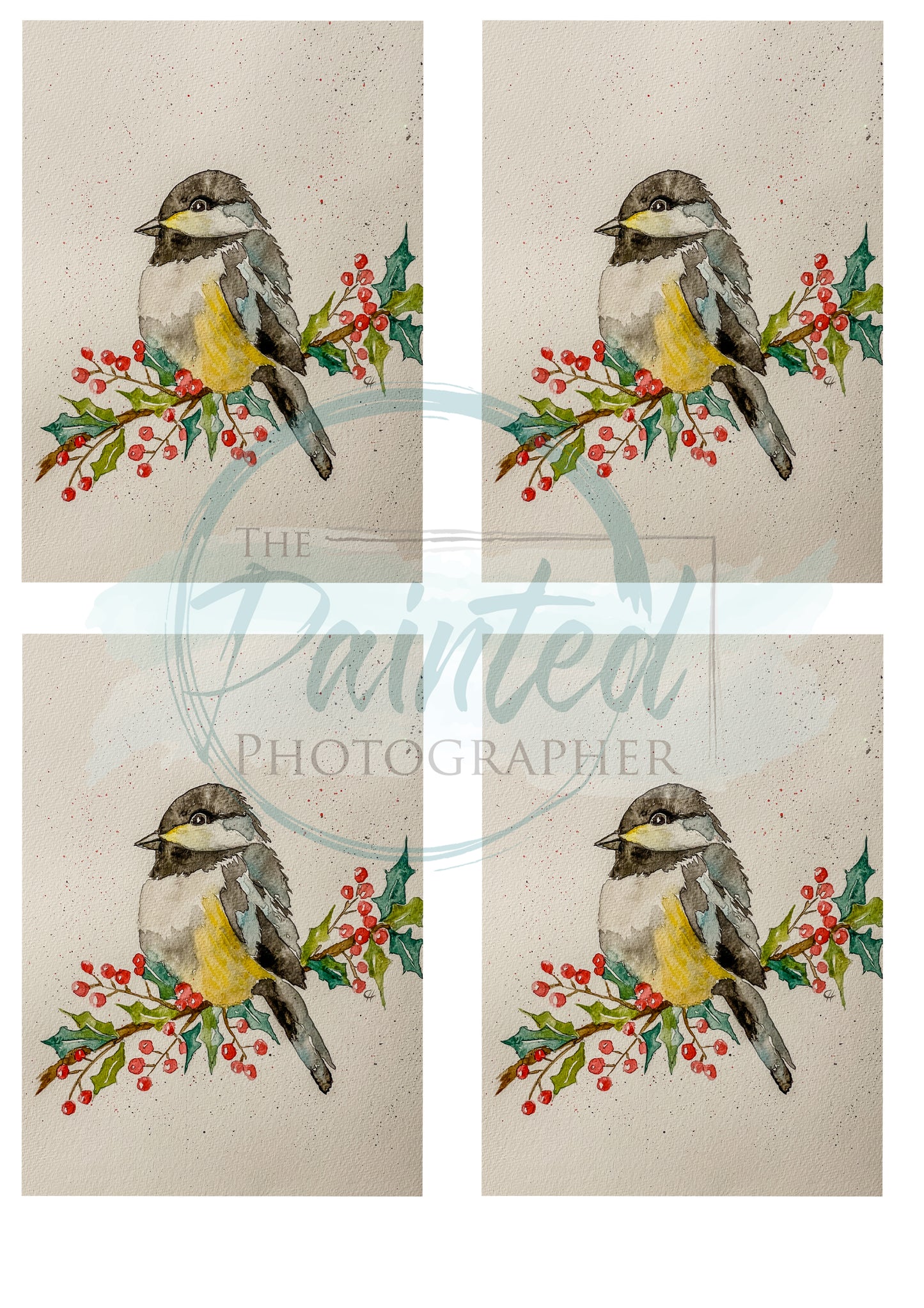 Merry Tweet Mis Watercolor 3.5x5 - Connie's Rice Paper