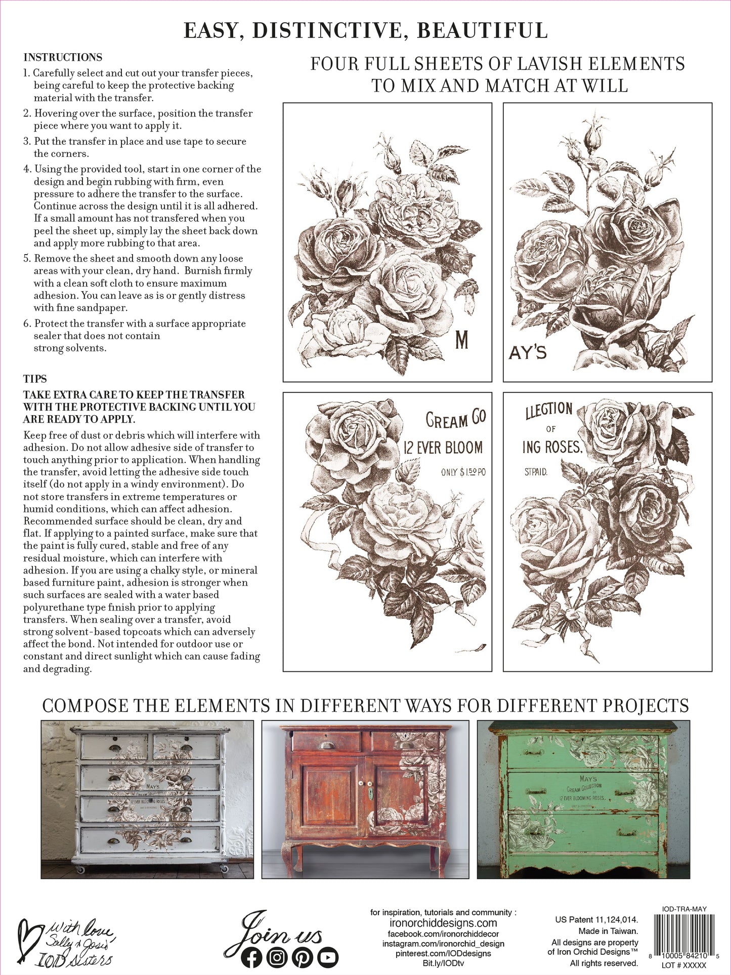 12 Ever Blooming Roses IOD TRANSFER 12×16 PAD™