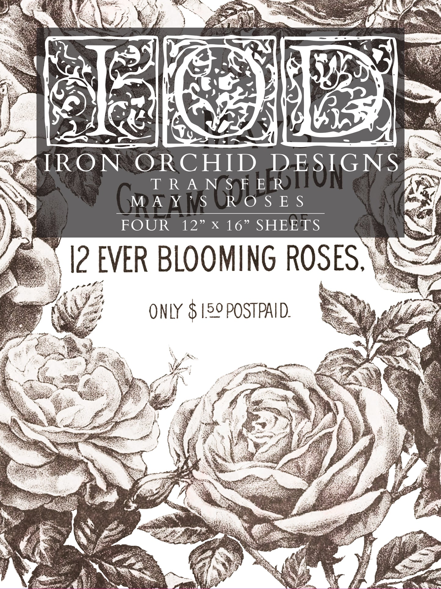 12 Ever Blooming Roses IOD TRANSFER 12×16 PAD™