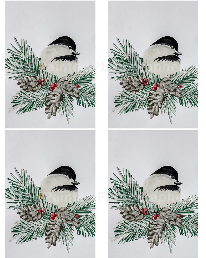 Winter Chickadee 3.5x5 - Connie's Rice Paper
