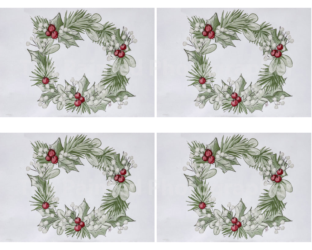 Holiday Wreath 3.5x5 - Connie's Rice Paper