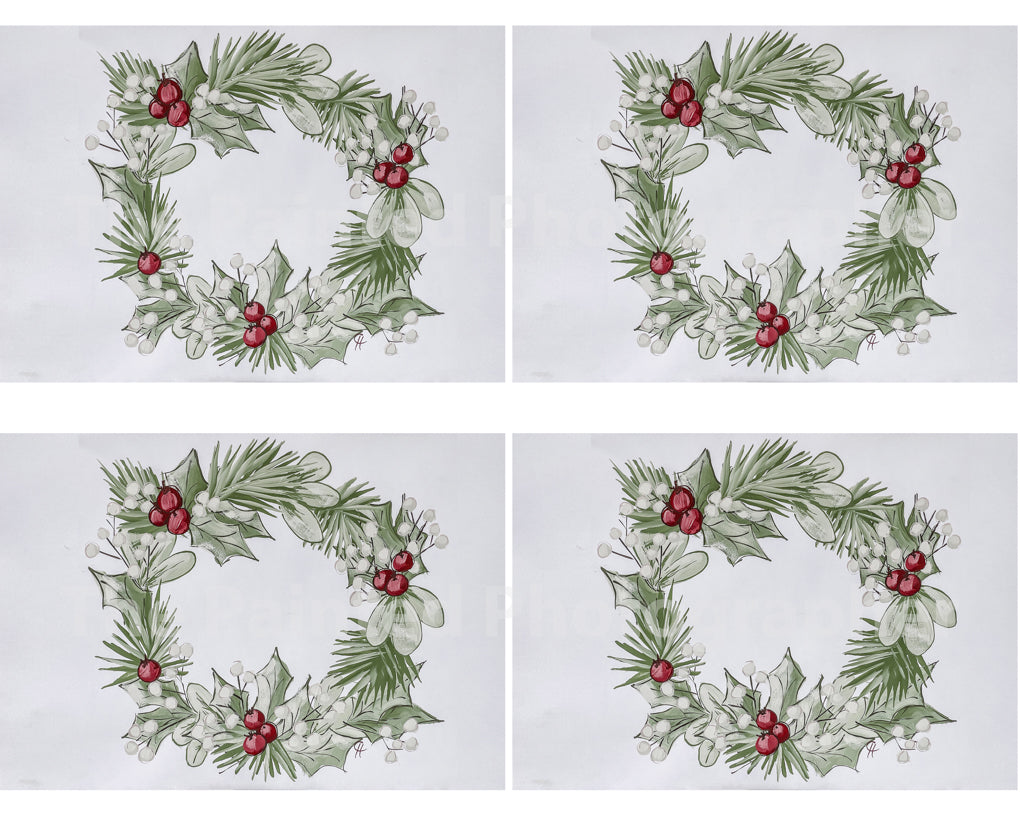 Holiday Wreath 3.5x5 - Connie's Rice Paper