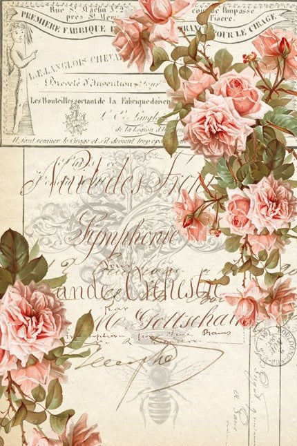 Roycycled Floral Ephemera Decoupage Paper