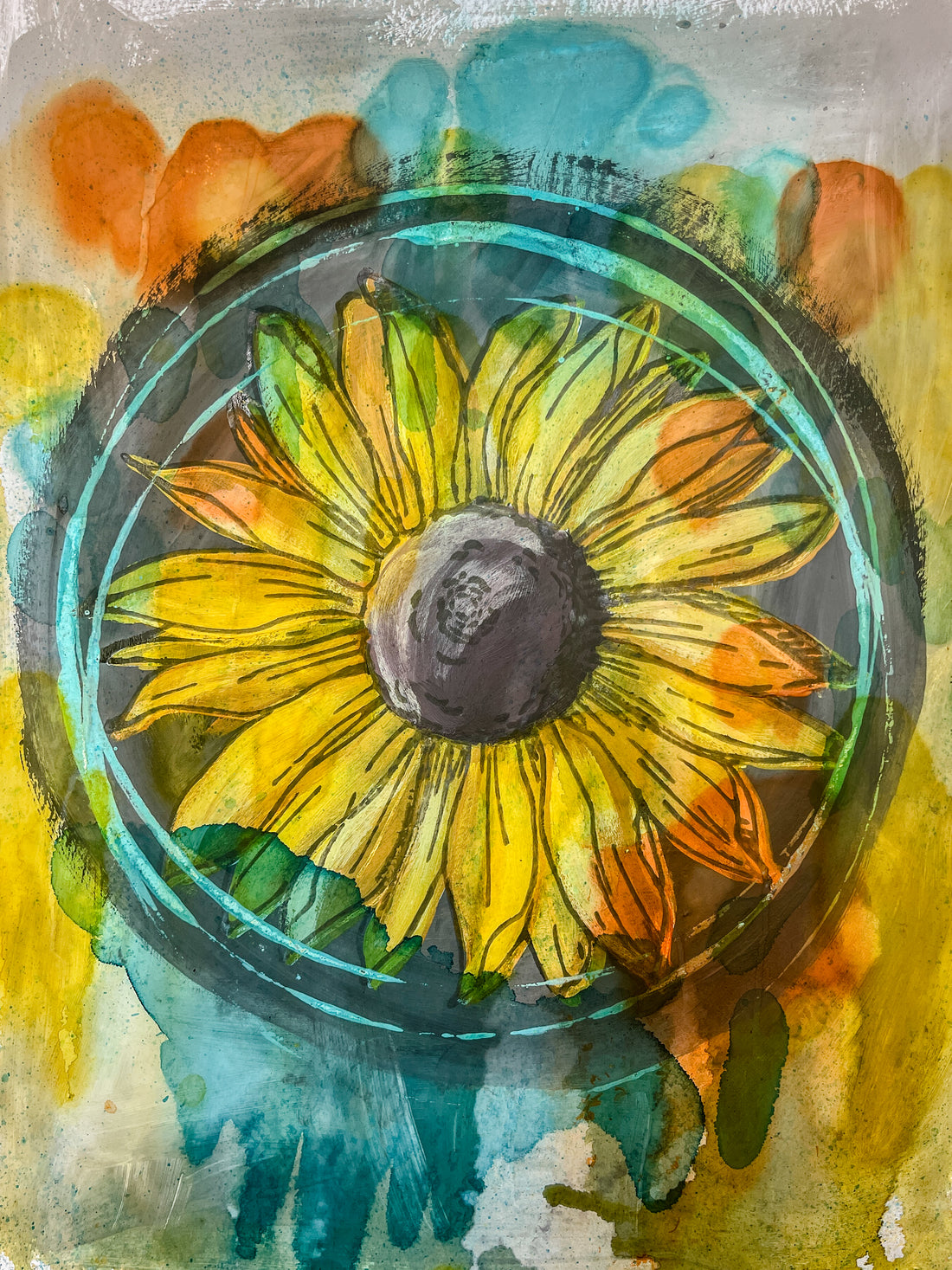 Happy Accident - Sunflower Painting
