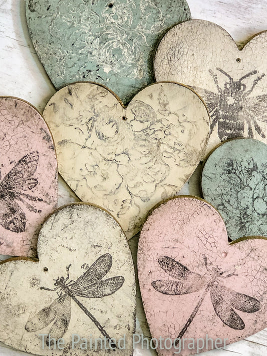 Farmhouse Hearts with IOD Stamps