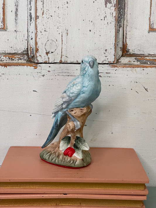 Blue Parrot Bird Figurine