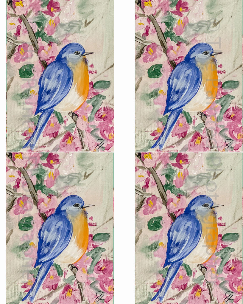3x5 Bluebird Delight - Connie's Spring Rice Paper