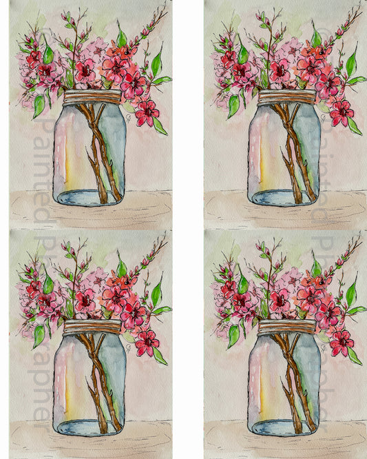 3x5 Watercolor Floral - Connie's Spring Rice Paper