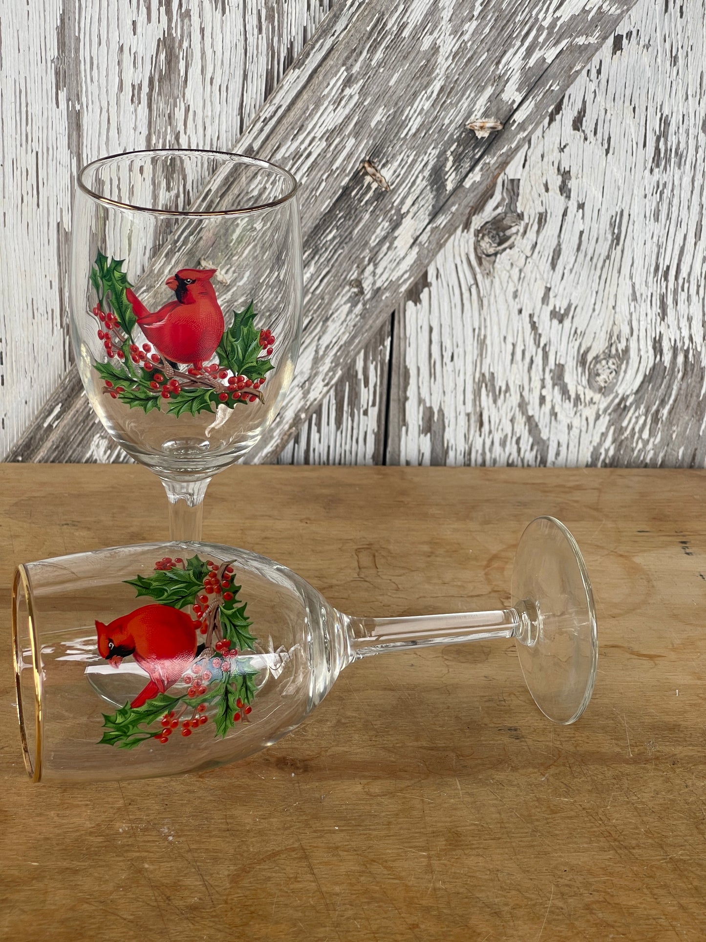 Christmas Cardinal Wine Glass Set of 2