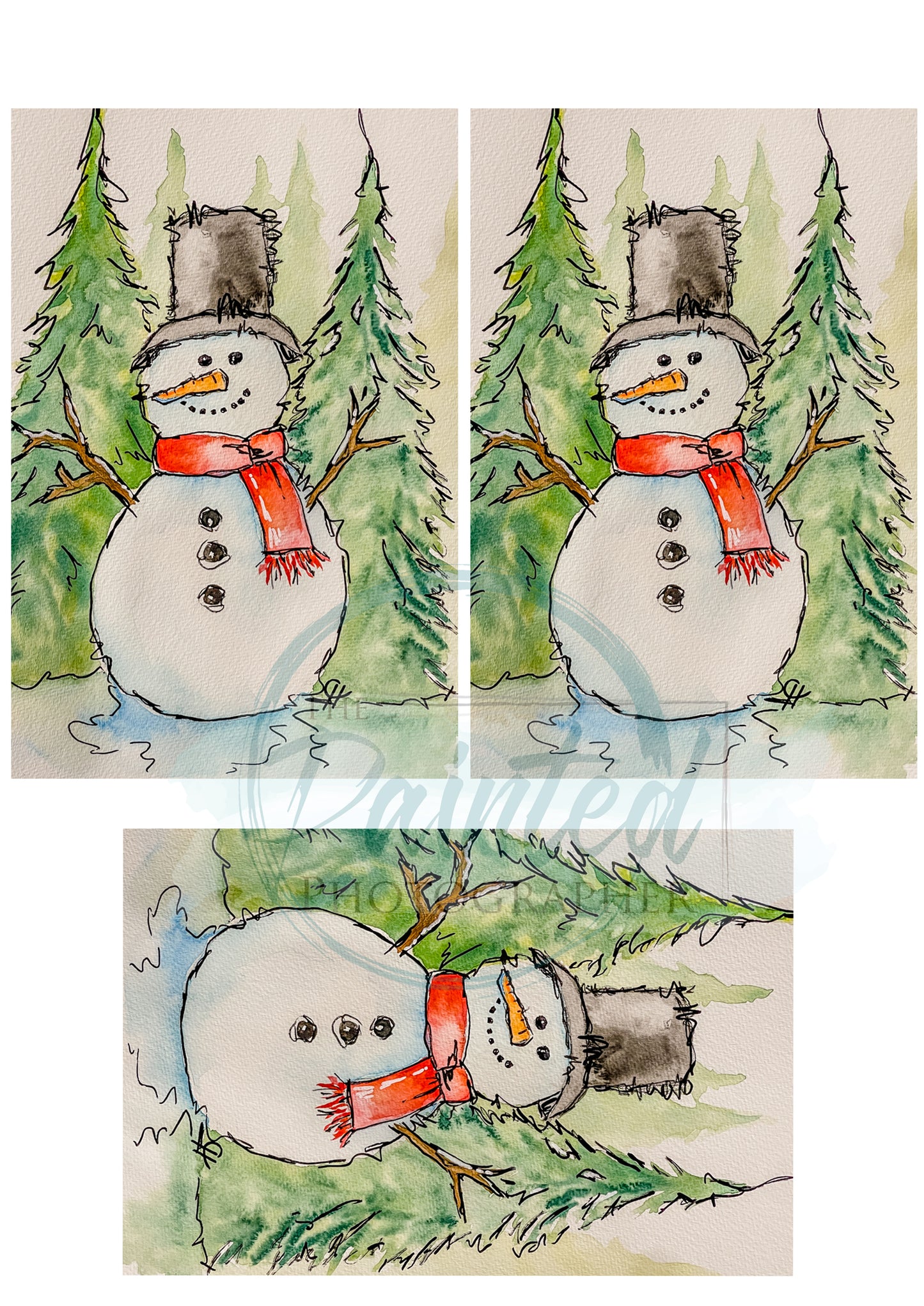 Jolly Snowman Watercolor 4x6 - Connie's Rice Paper