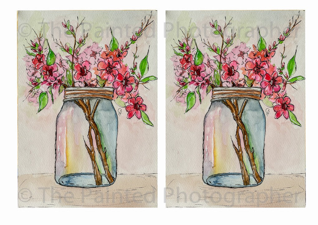 5x7 Watercolor Blossoms - Connie's Spring Rice Paper