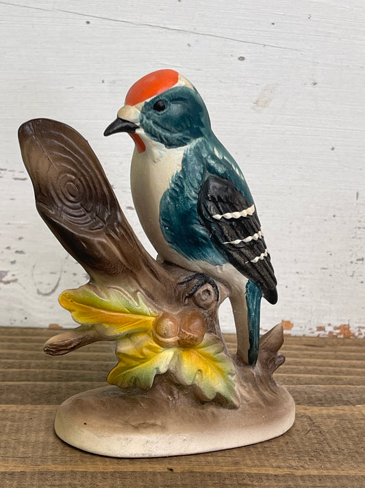 Vintage Woodpecker on a Branch Figurine - Made in Japan