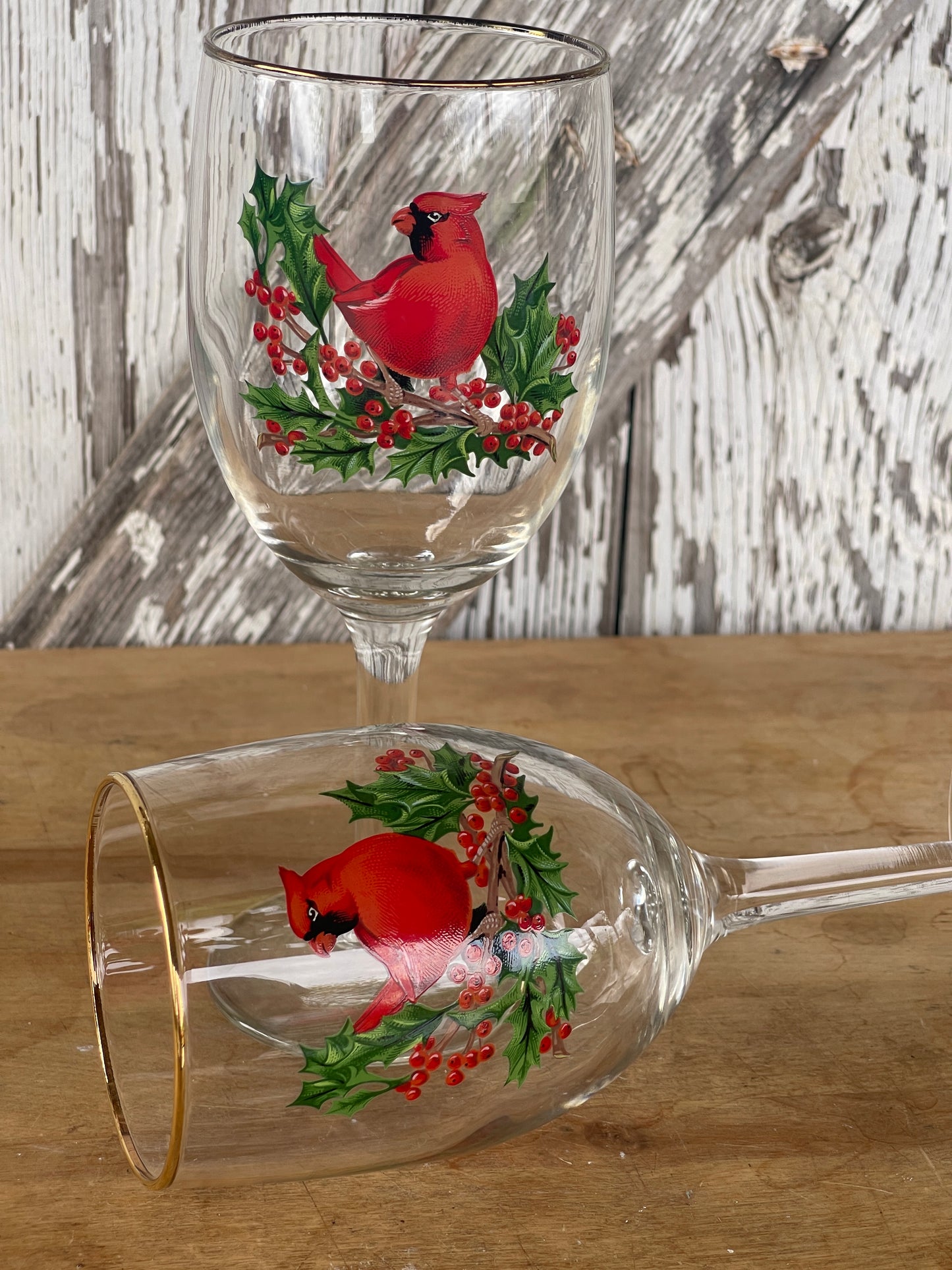 Christmas Cardinal Wine Glass Set of 2