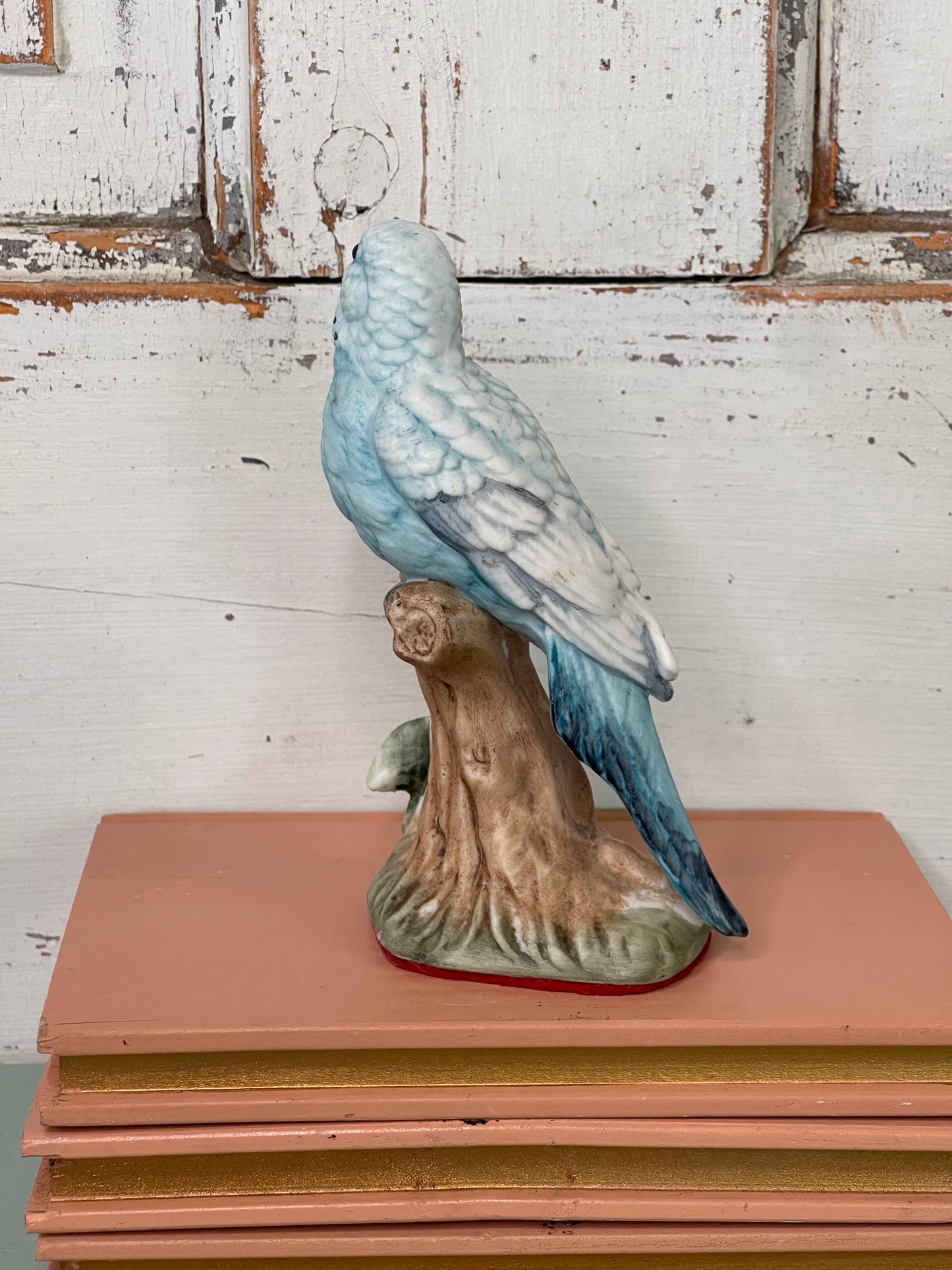 Blue Parrot Bird Figurine