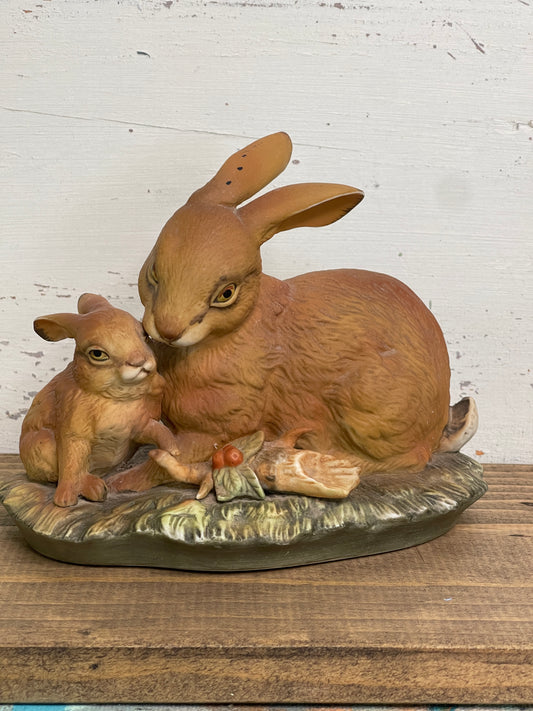 Masterpiece Porcelain by Homco Mother and Baby Rabbit Figurine