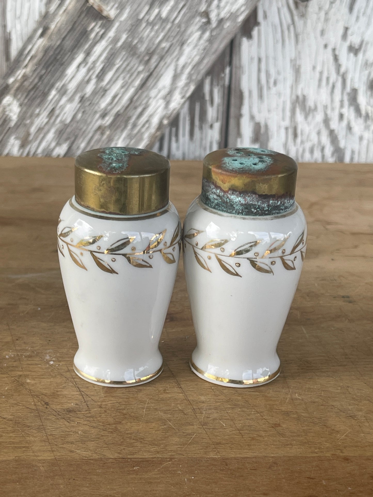 Vintage Lefton China Salt/Pepper Shaker with Copper Tops