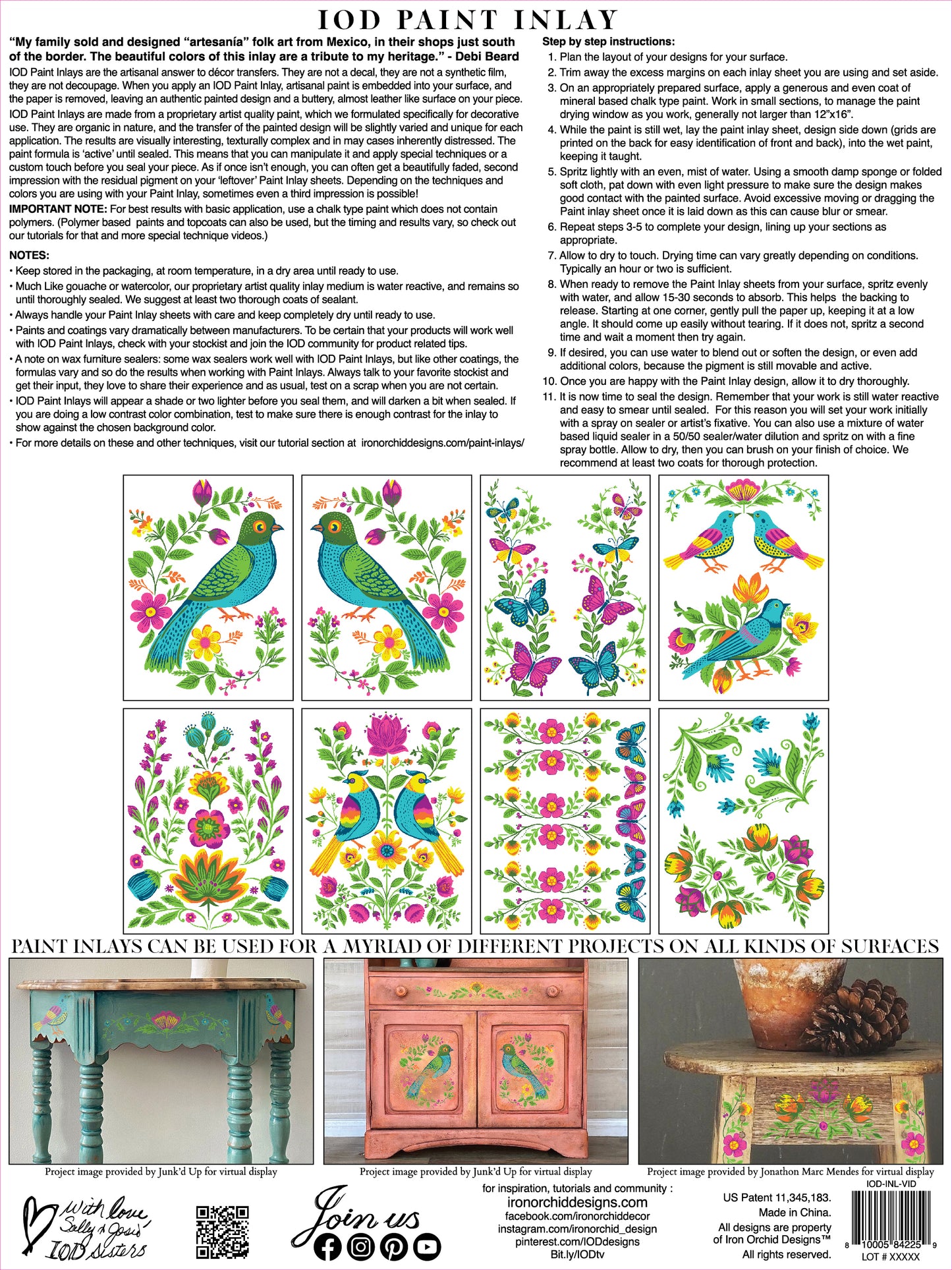 Vida Flora DIY Debis Design IOD Paint Inlay 8 Sheets - 12x16 Pad