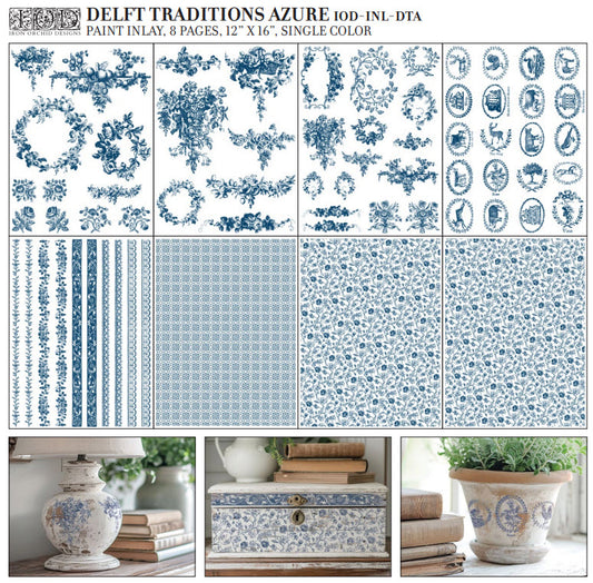 Delft Traditions Azure IOD Paint Inlay 8 Sheets - 12x16 Pad