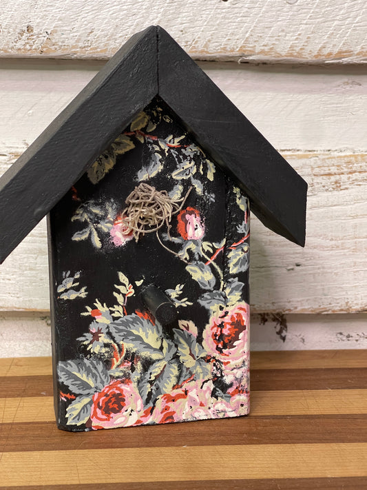 Black Birdhouse with Roses