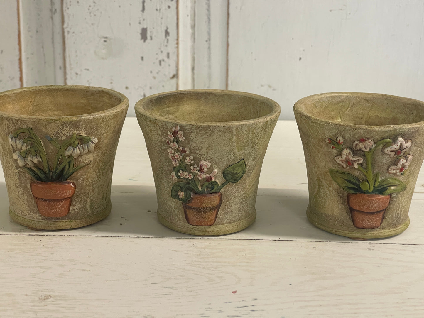 Set of 3 Partylite Terrance Blossom Trio Flower Pot Tea Light Candle Holders