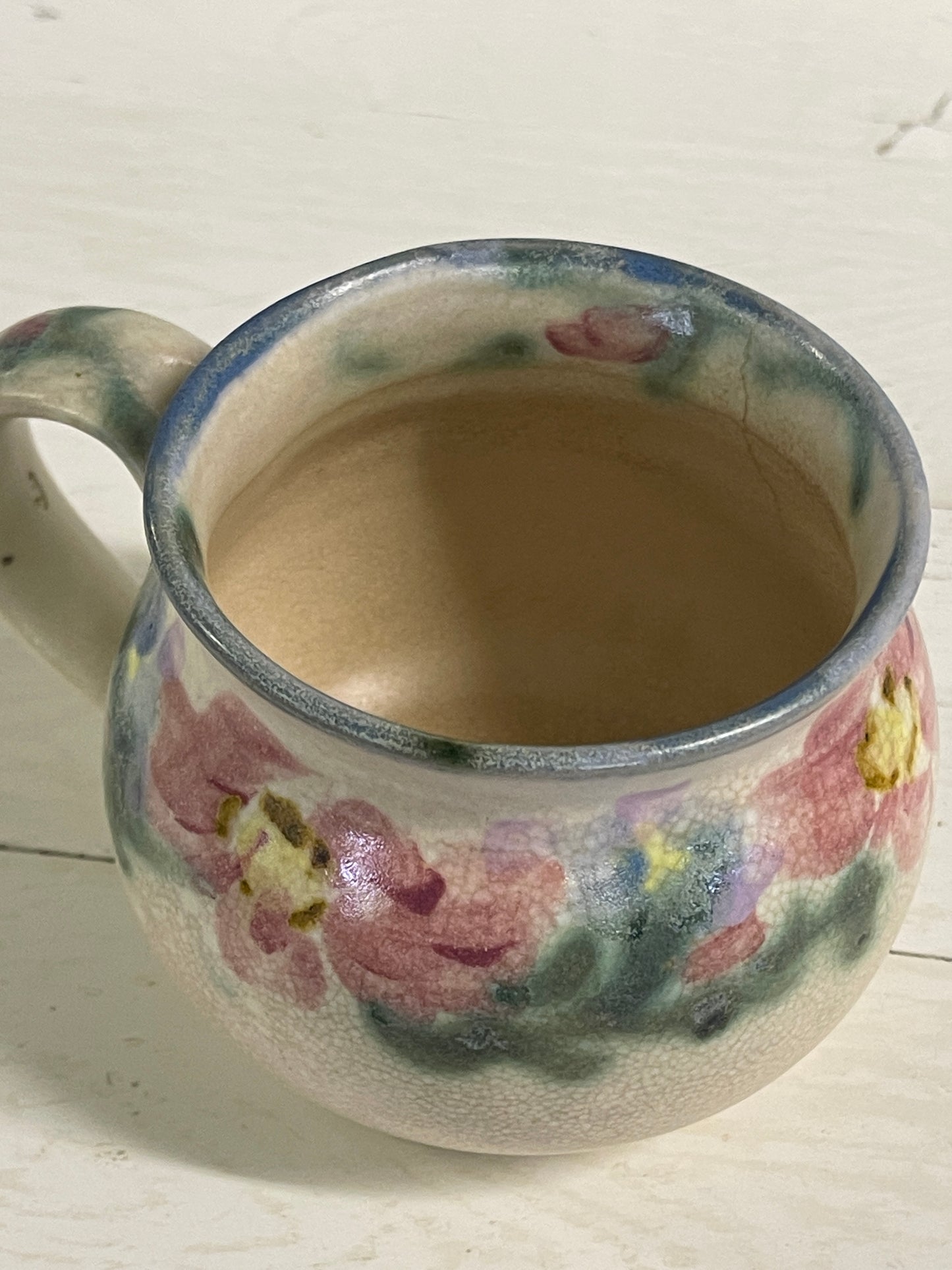 Floral Hand Made Pottery Cup