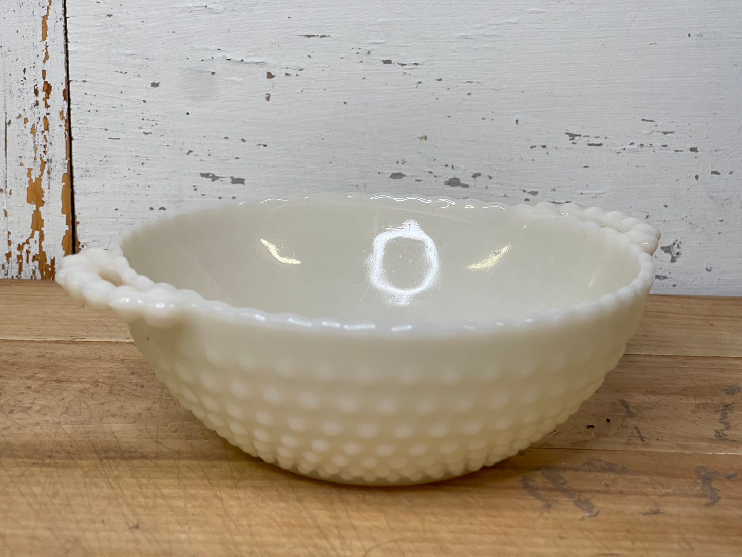 Vintage Milk Glass Hobnail Bowl  (A2)