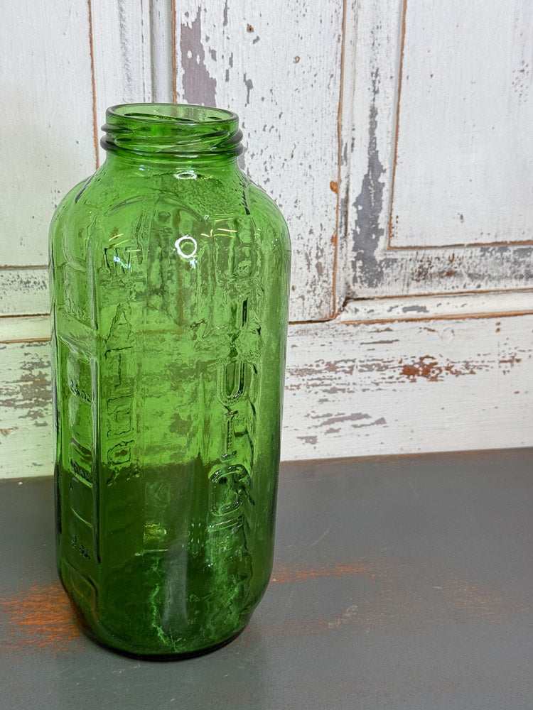 Vintage Hoosier Green Juice Square Jar (C2)