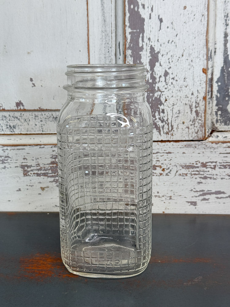 Vintage Waffle Pattern Square Clear Jar (C2)