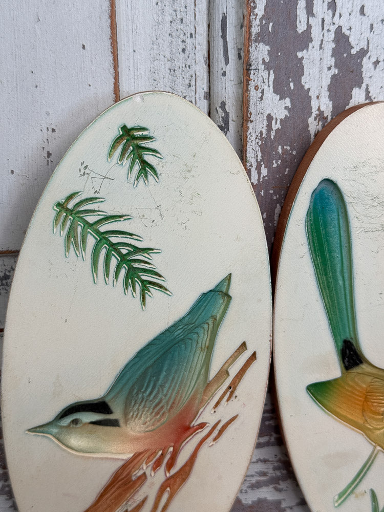 Vintage Plaster Bird Wall Hangings (Set of 2) (C2)