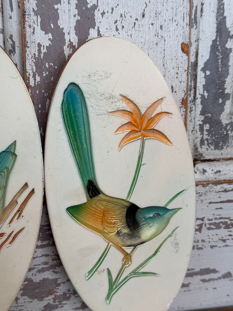 Vintage Plaster Bird Wall Hangings (Set of 2) (C2)