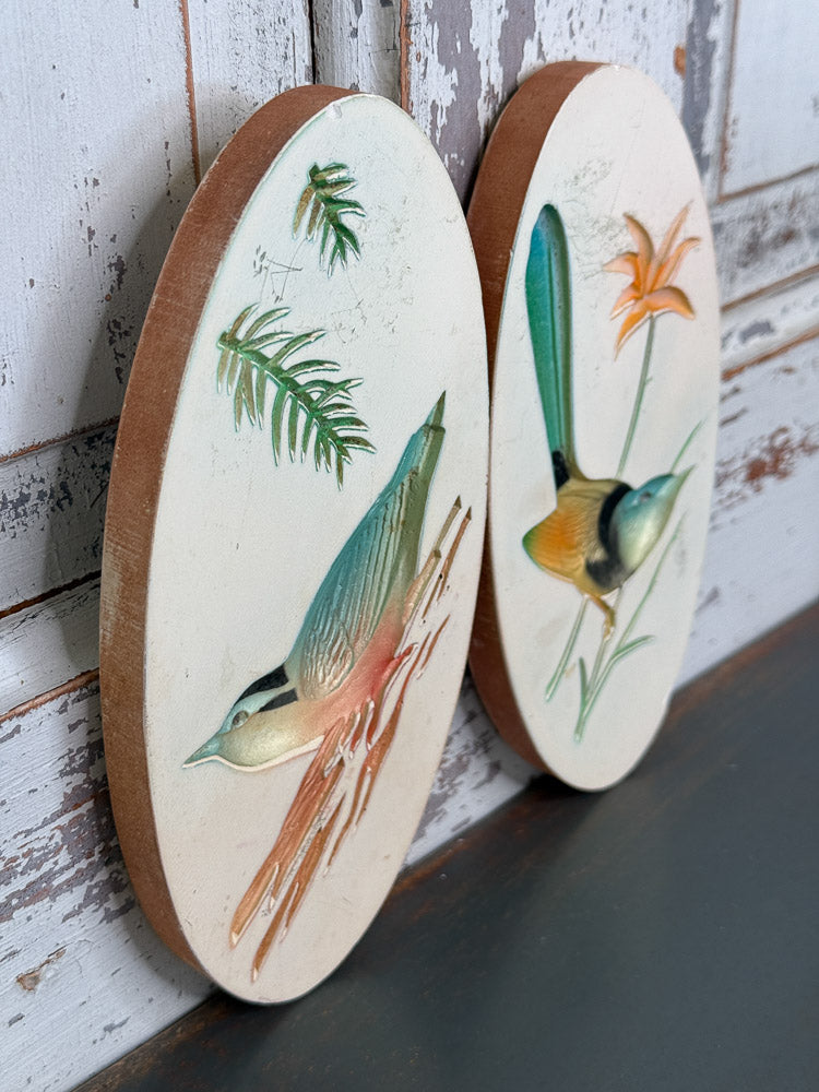 Vintage Plaster Bird Wall Hangings (Set of 2) (C2)