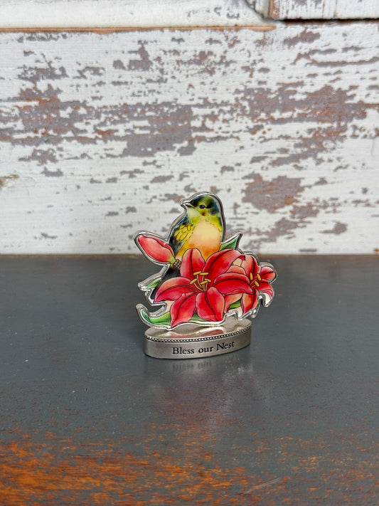 Metal Tiny Bird with Flower (C2)