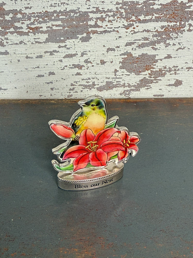 Metal Tiny Bird with Flower (C2)