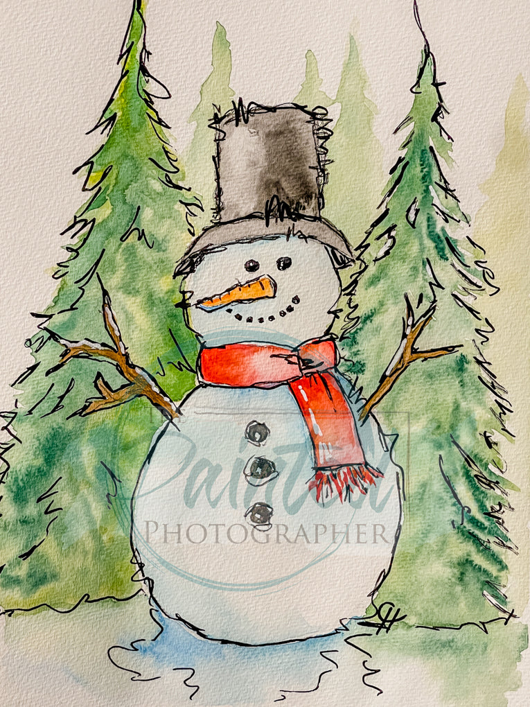 Jolly Snowman Watercolor - Connie's Rice Paper
