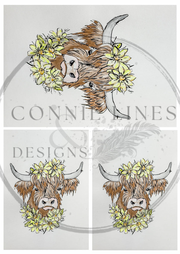 Multiple Highland Cow Franny - Connie's Rice Paper