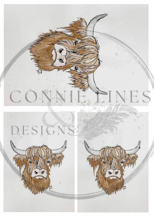 Multiple Highland Cow Gilbert - Connie's Rice Paper