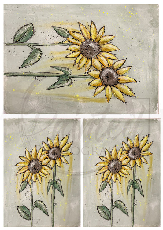 Twin Sunflowers Multiple Sheet - Connie's Rice Paper