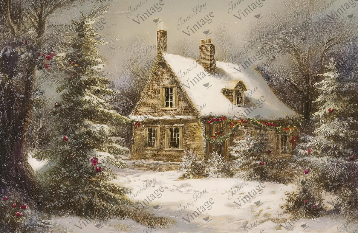 JRV Medium Rice Paper - Winter Cottage