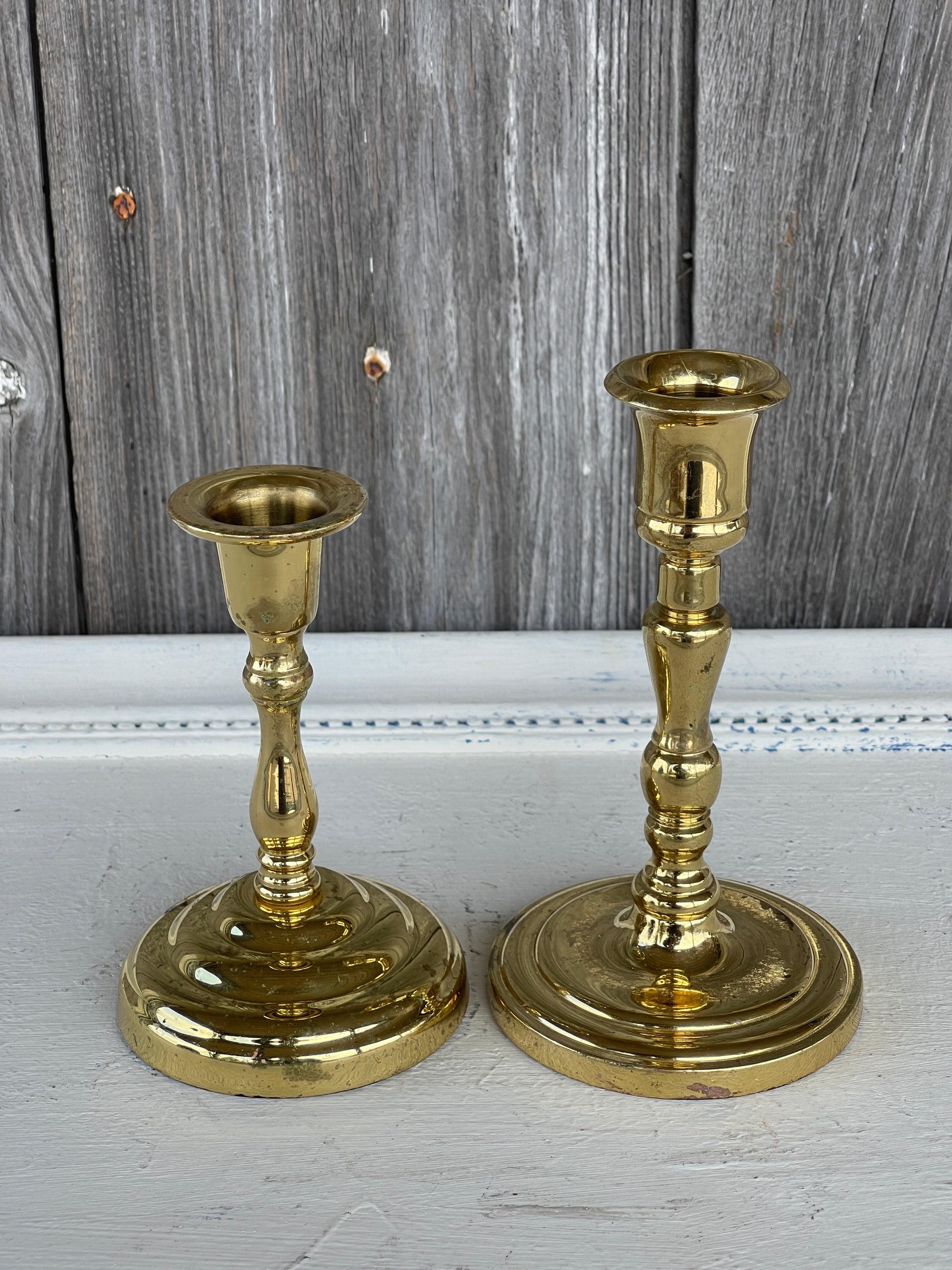 Vintage Brass Set of 2 Patina Candle Holders.